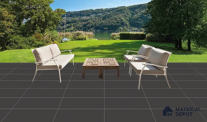 Punch Parking Floor Tile TL 06158 D Stonage Negro 400 x 400 mm Vitrified Punch Matte Finish - 15 mm | 4 Random Design | Suitable For Outdoor Parking, Terrace, Balcony (Sample)