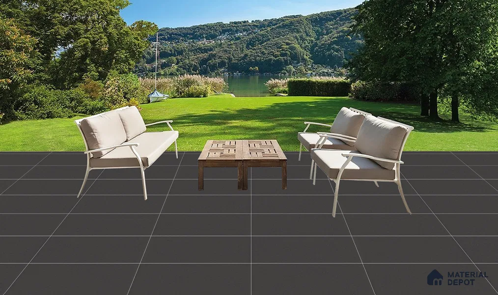 Punch Parking Floor Tile TL 06158 D Stonage Negro 400 x 400 mm Vitrified Punch Matte Finish - 15 mm | 4 Random Design | Suitable For Outdoor Parking, Terrace, Balcony (Sample)