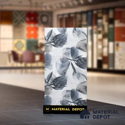 Floral Wall Tile TL 05513 B Prestige Elite Silver Decor 2 ft x 4 ft Vitrified Glue Matte Finish - 9 mm  | Suitable for Living Room, Bedroom, Bathroom
