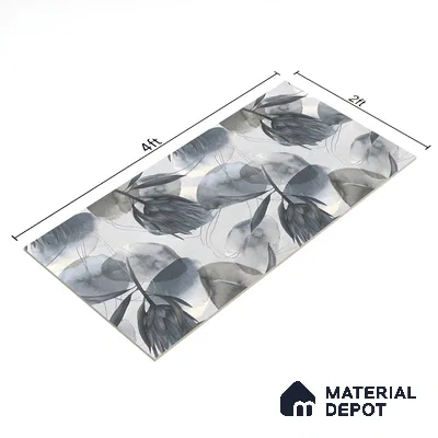 Floral Wall Tile TL 05513 B Prestige Elite Silver Decor 2 ft x 4 ft Vitrified Glue Matte Finish - 9 mm  | Suitable for Living Room, Bedroom, Bathroom