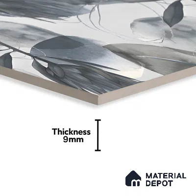 Floral Wall Tile TL 05513 B Prestige Elite Silver Decor 2 ft x 4 ft Vitrified Glue Matte Finish - 9 mm  | Suitable for Living Room, Bedroom, Bathroom