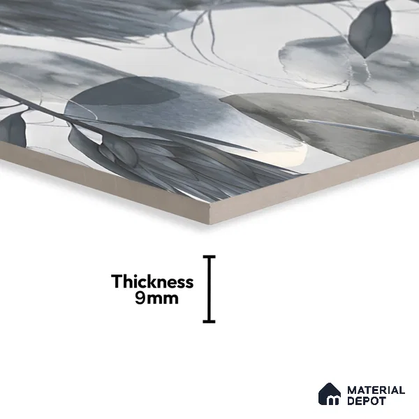 Floral Wall Tile TL 05513 B Prestige Elite Silver Decor 2 ft x 4 ft Vitrified Glue Matte Finish - 9 mm  | Suitable for Living Room, Bedroom, Bathroom