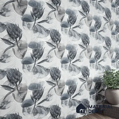 Floral Wall Tile TL 05513 B Prestige Elite Silver Decor 2 ft x 4 ft Vitrified Glue Matte Finish - 9 mm  | Suitable for Living Room, Bedroom, Bathroom