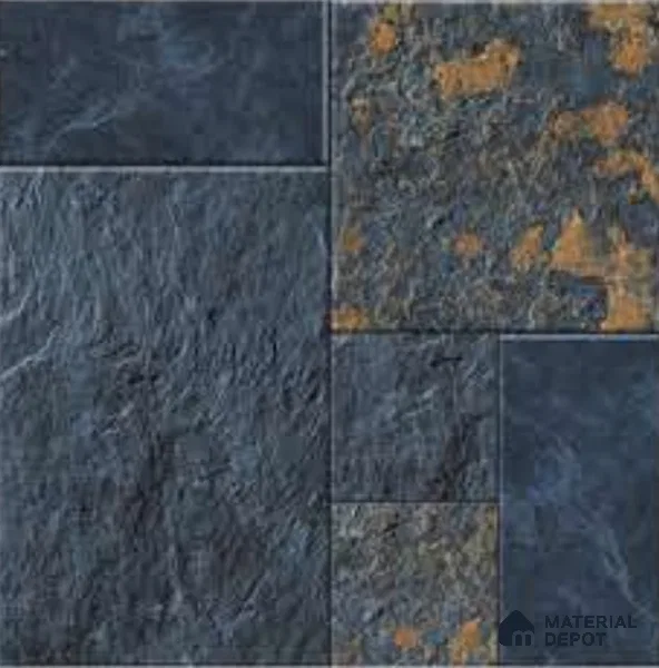 Punch Stone Floor Tile TL 05354 Strada Hawai Blue 16 inch x 16 inch Vitrified Punch Matte Finish - 12 mm | Suitable for Parking, Balcony, Courtyard, Patio, Terrace | Pattern Alignment May Vary | 2-3 mm Spacer is Mandatory