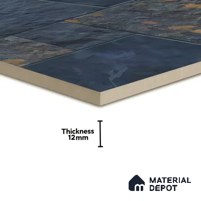Punch Stone Floor Tile TL 05354 Strada Hawai Blue 16 inch x 16 inch Vitrified Punch Matte Finish - 12 mm | Suitable for Parking, Balcony, Courtyard, Patio, Terrace | Pattern Alignment May Vary | 2-3 mm Spacer is Mandatory