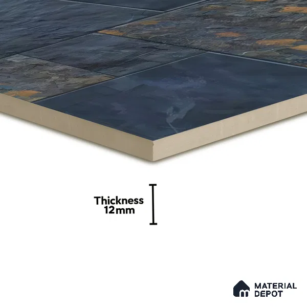 Punch Stone Floor Tile TL 05354 Strada Hawai Blue 16 inch x 16 inch Vitrified Punch Matte Finish - 12 mm | Suitable for Parking, Balcony, Courtyard, Patio, Terrace | Pattern Alignment May Vary | 2-3 mm Spacer is Mandatory