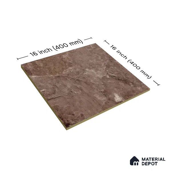 Punch Stone Floor Tile TL 05355 C Strada Bruno Marise 16 inch x 16 inch Vitrified Punch Matte Finish - 12 mm | Suitable for Parking, Balcony, Courtyard, Patio, Terrace | Pattern Alignment May Vary | 2-3 mm Spacer is Mandatory (Sample)
