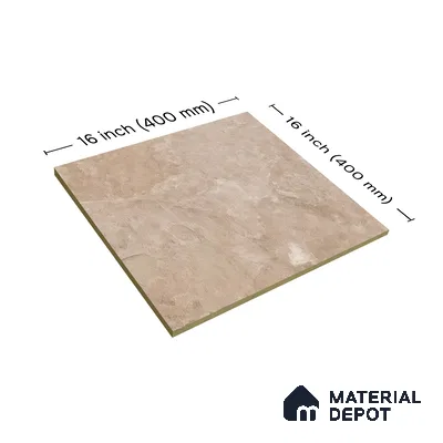 Punch Stone Floor Tile TL 05355 D Strada Beige Cafe 16 inch x 16 inch Vitrified Punch Matte Finish - 12 mm | Suitable for Parking, Balcony, Courtyard, Patio, Terrace | Pattern Alignment May Vary | 2-3 mm Spacer is Mandatory
