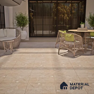 Punch Stone Floor Tile TL 05355 D Strada Beige Cafe 16 inch x 16 inch Vitrified Punch Matte Finish - 12 mm | Suitable for Parking, Balcony, Courtyard, Patio, Terrace | Pattern Alignment May Vary | 2-3 mm Spacer is Mandatory