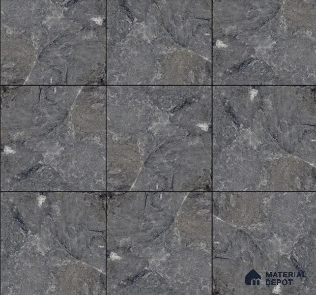 Punch Stone Floor Tile TL 05355 Strada Noir Grey 16 inch x 16 inch Vitrified Punch Matte Finish - 12 mm | Suitable for Parking, Balcony, Courtyard, Patio, Terrace (Sample)