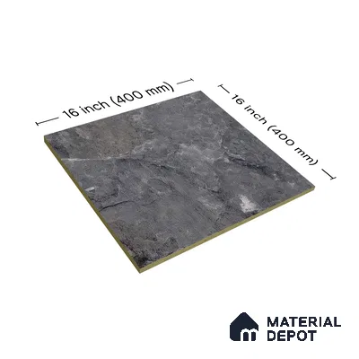 Punch Stone Floor Tile TL 05355 Strada Noir Grey 16 inch x 16 inch Vitrified Punch Matte Finish - 12 mm | Suitable for Parking, Balcony, Courtyard, Patio, Terrace (Sample)