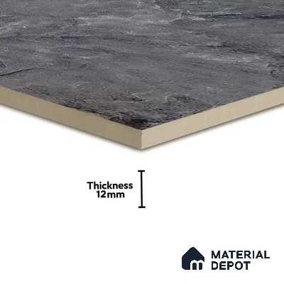 Punch Stone Floor Tile TL 05355 Strada Noir Grey 16 inch x 16 inch Vitrified Punch Matte Finish - 12 mm | Suitable for Parking, Balcony, Courtyard, Patio, Terrace (Sample)