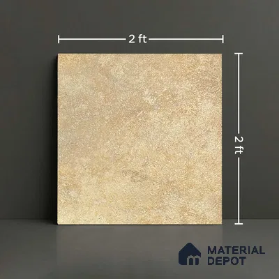 Punch Stone Floor Tile TL 05356 Strada Rosalia Crema 2 ft x 2 ft Vitrified Punch Matte Finish - 12 mm | Suitable for Parking, Balcony, Courtyard, Patio, Terrace (Sample)