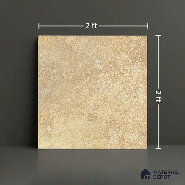 Punch Stone Floor Tile TL 05356 Strada Rosalia Crema 2 ft x 2 ft Vitrified Punch Matte Finish - 12 mm | Suitable for Parking, Balcony, Courtyard, Patio, Terrace (Sample)