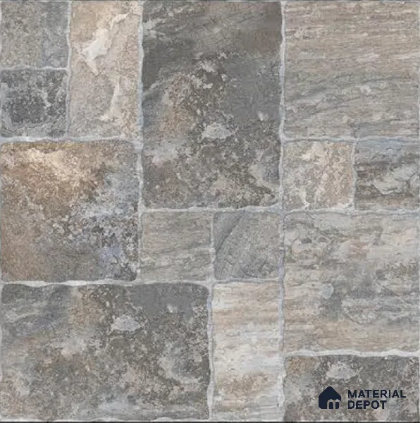 Parking Punch Tile TL 04803 B Rustique Elegance Noir Grey 16 x 16 inch Vitrified Matte Finish - 12 mm | Suitable for Parking, Terrace, Balcony, Courtyard | Pattern Alignment May Vary | 2-3 mm Spacer is Mandatory (Sample)