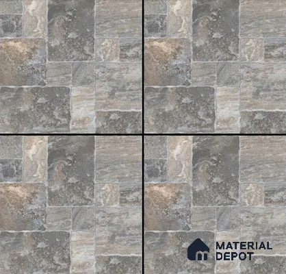Parking Punch Tile TL 04803 B Rustique Elegance Noir Grey 16 x 16 inch Vitrified Matte Finish - 12 mm | Suitable for Parking, Terrace, Balcony, Courtyard | Pattern Alignment May Vary | 2-3 mm Spacer is Mandatory (Sample)