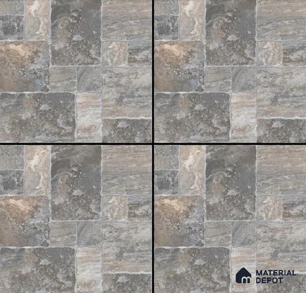Parking Punch Tile TL 04803 B Rustique Elegance Noir Grey 16 x 16 inch Vitrified Matte Finish - 12 mm | Suitable for Parking, Terrace, Balcony, Courtyard | Pattern Alignment May Vary | 2-3 mm Spacer is Mandatory (Sample)