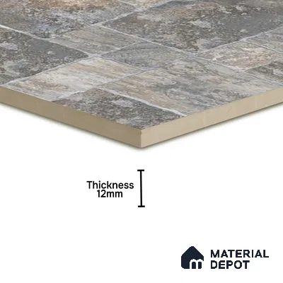 Parking Punch Tile TL 04803 B Rustique Elegance Noir Grey 16 x 16 inch Vitrified Matte Finish - 12 mm | Suitable for Parking, Terrace, Balcony, Courtyard | Pattern Alignment May Vary | 2-3 mm Spacer is Mandatory (Sample)