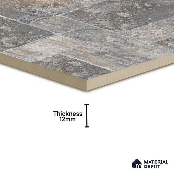 Parking Punch Tile TL 04803 B Rustique Elegance Noir Grey 16 x 16 inch Vitrified Matte Finish - 12 mm | Suitable for Parking, Terrace, Balcony, Courtyard | Pattern Alignment May Vary | 2-3 mm Spacer is Mandatory (Sample)