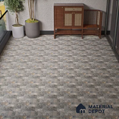 Parking Punch Tile TL 04803 B Rustique Elegance Noir Grey 16 x 16 inch Vitrified Matte Finish - 12 mm | Suitable for Parking, Terrace, Balcony, Courtyard | Pattern Alignment May Vary | 2-3 mm Spacer is Mandatory (Sample)