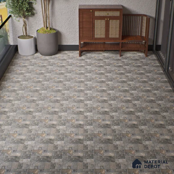Parking Punch Tile TL 04803 B Rustique Elegance Noir Grey 16 x 16 inch Vitrified Matte Finish - 12 mm | Suitable for Parking, Terrace, Balcony, Courtyard | Pattern Alignment May Vary | 2-3 mm Spacer is Mandatory (Sample)