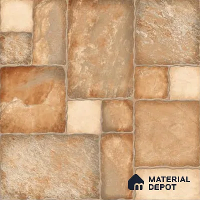 Punch Tile TL 04803 Rustique Elegance Earth Brown 16 x 16 inch Vitrified Matte Finish - 12 mm | Suitable for Parking, Terrace, Balcony, Courtyard | Pattern Alignment May Vary | 2-3 mm Spacer is Mandatory