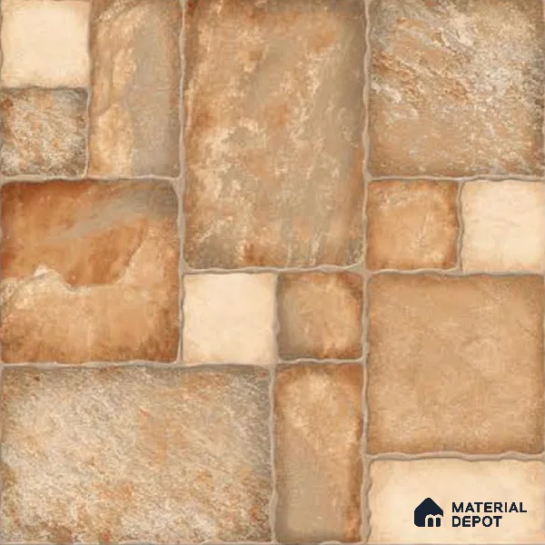Punch Tile TL 04803 Rustique Elegance Earth Brown 16 x 16 inch Vitrified Matte Finish - 12 mm | Suitable for Parking, Terrace, Balcony, Courtyard | Pattern Alignment May Vary | 2-3 mm Spacer is Mandatory