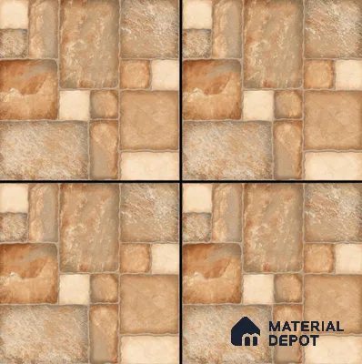 Punch Tile TL 04803 Rustique Elegance Earth Brown 16 x 16 inch Vitrified Matte Finish - 12 mm | Suitable for Parking, Terrace, Balcony, Courtyard | Pattern Alignment May Vary | 2-3 mm Spacer is Mandatory