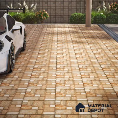 Punch Tile TL 04803 Rustique Elegance Earth Brown 16 x 16 inch Vitrified Matte Finish - 12 mm | Suitable for Parking, Terrace, Balcony, Courtyard | Pattern Alignment May Vary | 2-3 mm Spacer is Mandatory