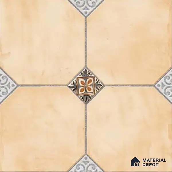 Punch Tile TL 04804 B Rustique Elegance Minimalist Cream 16 x 16 inch Vitrified Matte Finish - 12 mm | Suitable for Parking, Terrace, Balcony, Courtyard | Heavy Duty Digital Anti Skid Parking Floor | Pattern Alignment May Vary | 2-3 mm Spacer is Mandatory