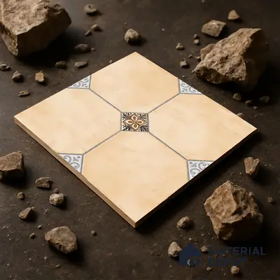 Punch Tile TL 04804 B Rustique Elegance Minimalist Cream 16 x 16 inch Vitrified Matte Finish - 12 mm | Suitable for Parking, Terrace, Balcony, Courtyard | Heavy Duty Digital Anti Skid Parking Floor | Pattern Alignment May Vary | 2-3 mm Spacer is Mandatory