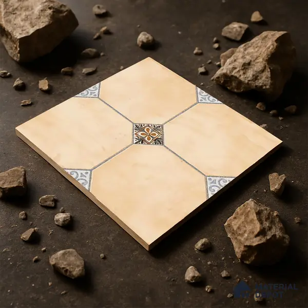 Punch Tile TL 04804 B Rustique Elegance Minimalist Cream 16 x 16 inch Vitrified Matte Finish - 12 mm | Suitable for Parking, Terrace, Balcony, Courtyard | Heavy Duty Digital Anti Skid Parking Floor | Pattern Alignment May Vary | 2-3 mm Spacer is Mandatory