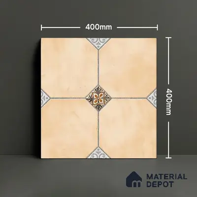 Punch Tile TL 04804 B Rustique Elegance Minimalist Cream 16 x 16 inch Vitrified Matte Finish - 12 mm | Suitable for Parking, Terrace, Balcony, Courtyard | Heavy Duty Digital Anti Skid Parking Floor | Pattern Alignment May Vary | 2-3 mm Spacer is Mandatory