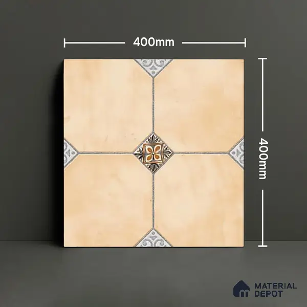 Punch Tile TL 04804 B Rustique Elegance Minimalist Cream 16 x 16 inch Vitrified Matte Finish - 12 mm | Suitable for Parking, Terrace, Balcony, Courtyard | Heavy Duty Digital Anti Skid Parking Floor | Pattern Alignment May Vary | 2-3 mm Spacer is Mandatory