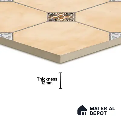 Punch Tile TL 04804 B Rustique Elegance Minimalist Cream 16 x 16 inch Vitrified Matte Finish - 12 mm | Suitable for Parking, Terrace, Balcony, Courtyard | Heavy Duty Digital Anti Skid Parking Floor | Pattern Alignment May Vary | 2-3 mm Spacer is Mandatory