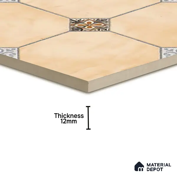 Punch Tile TL 04804 B Rustique Elegance Minimalist Cream 16 x 16 inch Vitrified Matte Finish - 12 mm | Suitable for Parking, Terrace, Balcony, Courtyard | Heavy Duty Digital Anti Skid Parking Floor | Pattern Alignment May Vary | 2-3 mm Spacer is Mandatory