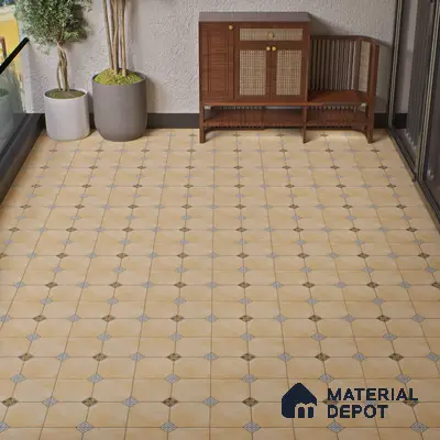 Punch Tile TL 04804 B Rustique Elegance Minimalist Cream 16 x 16 inch Vitrified Matte Finish - 12 mm | Suitable for Parking, Terrace, Balcony, Courtyard | Heavy Duty Digital Anti Skid Parking Floor | Pattern Alignment May Vary | 2-3 mm Spacer is Mandatory