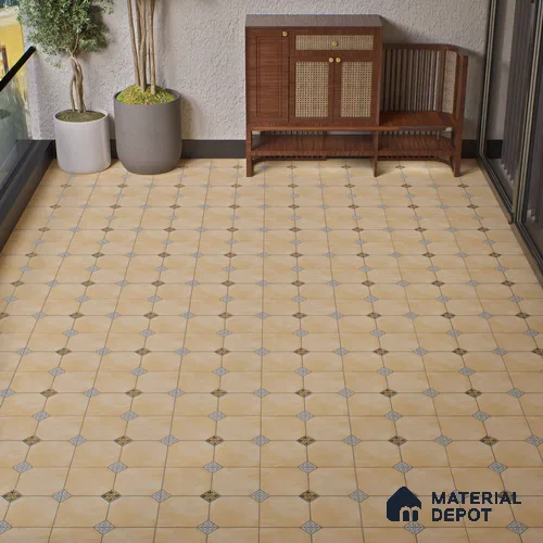 Punch Tile TL 04804 B Rustique Elegance Minimalist Cream 16 x 16 inch Vitrified Matte Finish - 12 mm | Suitable for Parking, Terrace, Balcony, Courtyard | Heavy Duty Digital Anti Skid Parking Floor | Pattern Alignment May Vary | 2-3 mm Spacer is Mandatory