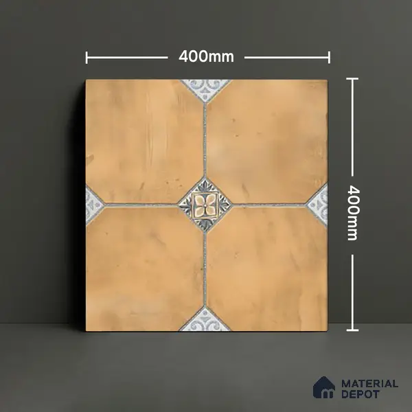 Stone Tile TL 04804 Rustique Elegance Minimalist Brown 16 x 16 inch Vitrified Matte Finish - 12 mm | Suitable for Parking, Terrace, Balcony, Courtyard | Heavy Duty Digital Anti Skid Parking Floor | Pattern Alignment May Vary | 2-3 mm Spacer is Mandatory