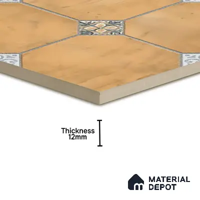 Stone Tile TL 04804 Rustique Elegance Minimalist Brown 16 x 16 inch Vitrified Matte Finish - 12 mm | Suitable for Parking, Terrace, Balcony, Courtyard | Heavy Duty Digital Anti Skid Parking Floor | Pattern Alignment May Vary | 2-3 mm Spacer is Mandatory