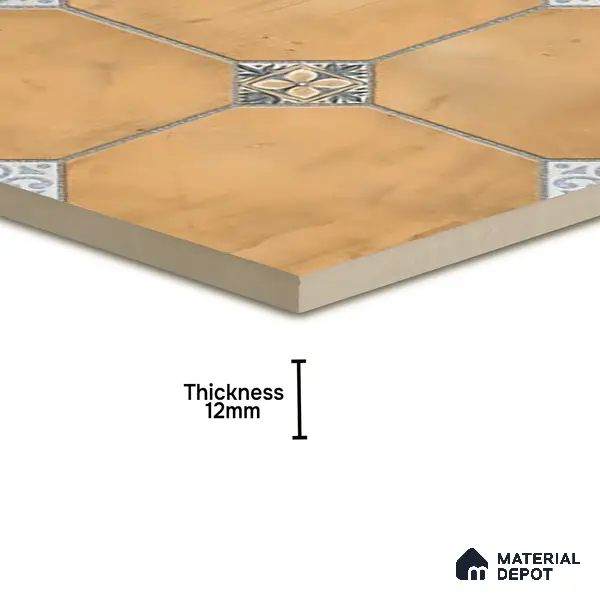 Stone Tile TL 04804 Rustique Elegance Minimalist Brown 16 x 16 inch Vitrified Matte Finish - 12 mm | Suitable for Parking, Terrace, Balcony, Courtyard | Heavy Duty Digital Anti Skid Parking Floor | Pattern Alignment May Vary | 2-3 mm Spacer is Mandatory