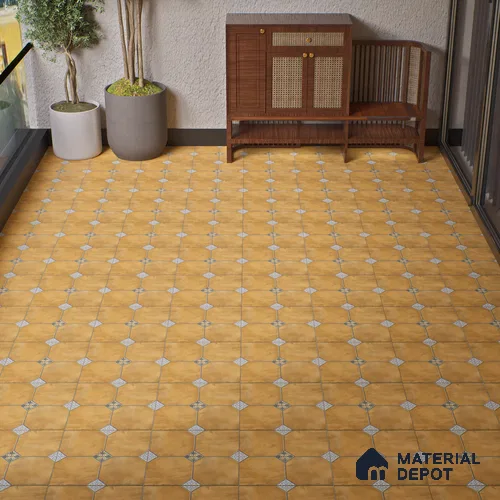 Stone Tile TL 04804 Rustique Elegance Minimalist Brown 16 x 16 inch Vitrified Matte Finish - 12 mm | Suitable for Parking, Terrace, Balcony, Courtyard | Heavy Duty Digital Anti Skid Parking Floor | Pattern Alignment May Vary | 2-3 mm Spacer is Mandatory
