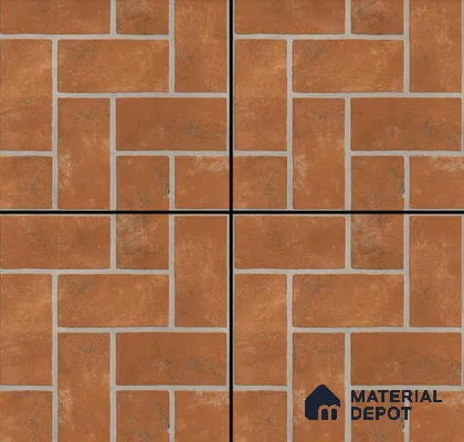Punch Tile TL 04805 Rustique Elegance Brick Brown 16 x 16 inch Vitrified Matte Finish - 12 mm | Suitable for Parking, Terrace, Balcony, Courtyard | Heavy Duty Digital Anti Skid Parking Floor | Pattern Alignment May Vary | 2-3 mm Spacer is Mandatory