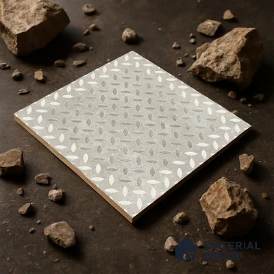 Punch Tile TL 04806 Rustique Elegance Silver Punch 16 x 16 inch Vitrified Matte Finish - 12 mm | Suitable for Parking, Terrace, Balcony, Courtyard | Heavy Duty Digital Anti Skid Parking Floor | Pattern Alignment May Vary | 2-3 mm Spacer is Mandatory (Sample)