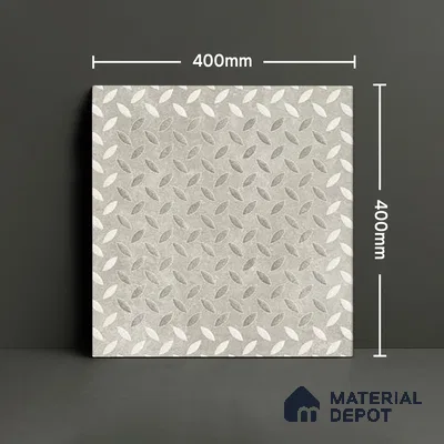Punch Tile TL 04806 Rustique Elegance Silver Punch 16 x 16 inch Vitrified Matte Finish - 12 mm | Suitable for Parking, Terrace, Balcony, Courtyard | Heavy Duty Digital Anti Skid Parking Floor | Pattern Alignment May Vary | 2-3 mm Spacer is Mandatory (Sample)