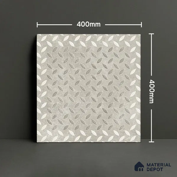Punch Tile TL 04806 Rustique Elegance Silver Punch 16 x 16 inch Vitrified Matte Finish - 12 mm | Suitable for Parking, Terrace, Balcony, Courtyard | Heavy Duty Digital Anti Skid Parking Floor | Pattern Alignment May Vary | 2-3 mm Spacer is Mandatory (Sample)