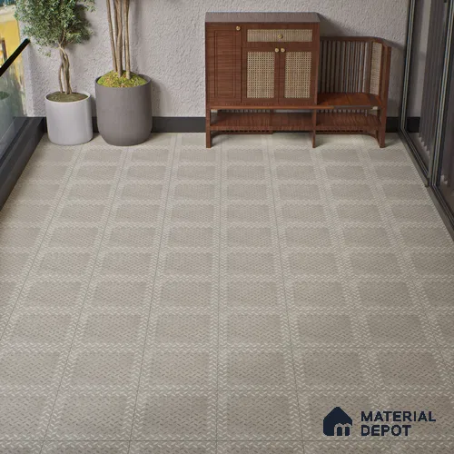 Punch Tile TL 04806 Rustique Elegance Silver Punch 16 x 16 inch Vitrified Matte Finish - 12 mm | Suitable for Parking, Terrace, Balcony, Courtyard | Heavy Duty Digital Anti Skid Parking Floor | Pattern Alignment May Vary | 2-3 mm Spacer is Mandatory
