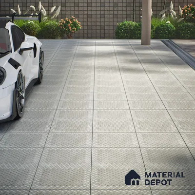 Punch Tile TL 04806 Rustique Elegance Silver Punch 16 x 16 inch Vitrified Matte Finish - 12 mm | Suitable for Parking, Terrace, Balcony, Courtyard | Heavy Duty Digital Anti Skid Parking Floor | Pattern Alignment May Vary | 2-3 mm Spacer is Mandatory (Sample)