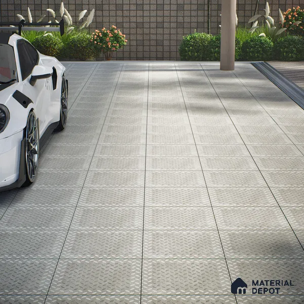 Punch Tile TL 04806 Rustique Elegance Silver Punch 16 x 16 inch Vitrified Matte Finish - 12 mm | Suitable for Parking, Terrace, Balcony, Courtyard | Heavy Duty Digital Anti Skid Parking Floor | Pattern Alignment May Vary | 2-3 mm Spacer is Mandatory (Sample)