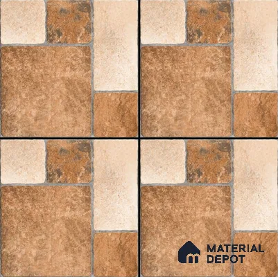 Stone Tile TL 04807 B Rustique Elegance Cotto Brown 16 x 16 inch Vitrified Matte Finish - 12 mm | Suitable for Parking, Terrace, Balcony, Courtyard | Heavy Duty Digital Anti Skid Parking Floor | Pattern Alignment May Vary | 2-3 mm Spacer is Mandatory